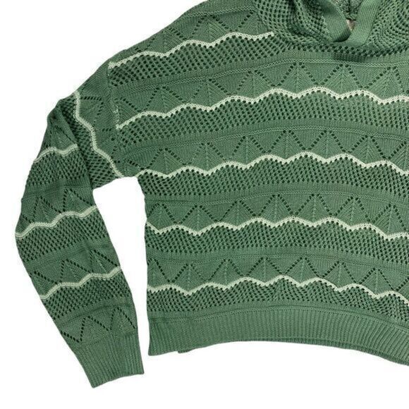 Ultra Flirt Beach Hoodie Women Sz Large Green Long Sleeve Open Knit Pull Over - Picture 3 of 14